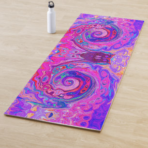 Retro Paarse en Oranje Abstracte Groovy Swirl Yogamat