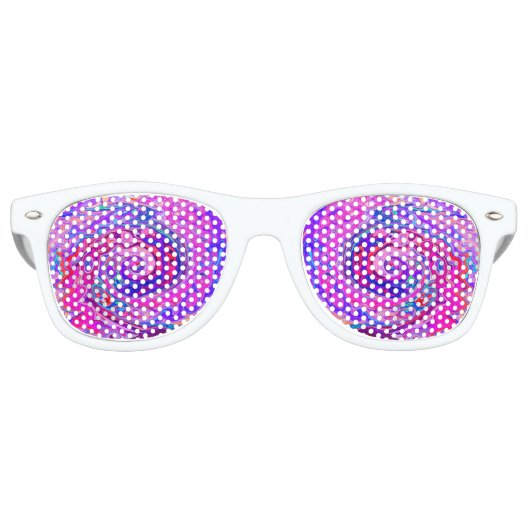 Retro Paarse en Oranje Abstracte Groovy Swirl Zonnebril (Voorkant)