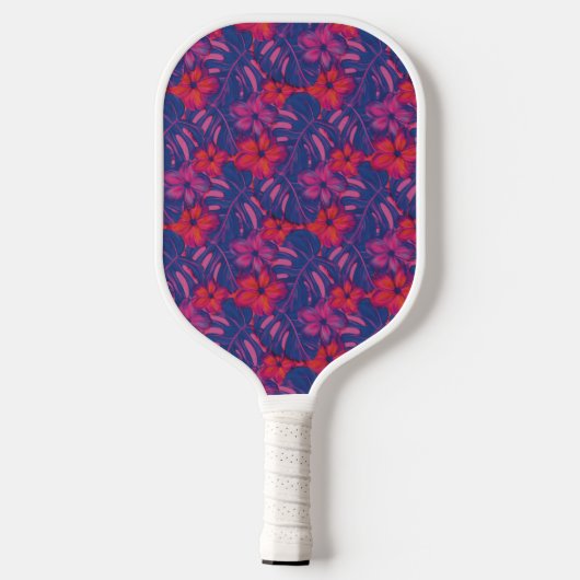 Retro Paarse en roze bloemen Pickleball Paddle (Achterkant)