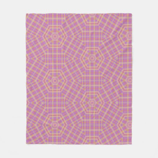 Retro Paarse en Tan Plaid Fleece Deken (Voorkant)