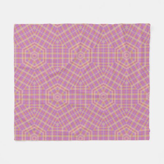 Retro Paarse en Tan Plaid Fleece Deken (Voorkant (Horizontaal))