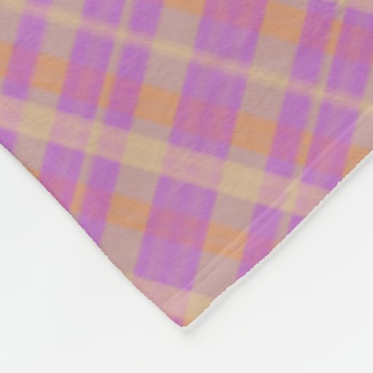 Retro Paarse en Tan Plaid Fleece Deken (Hoek)