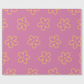 Retro Paarse gele bloemige eenvoudige bloemmotief Cadeaupapier (Vlak)