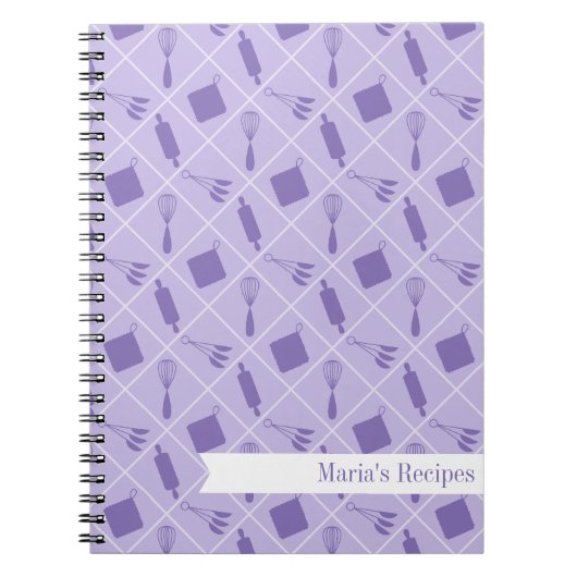 Retro Paarse gereedschap Recipe notebook Notitieboek (Voorkant)