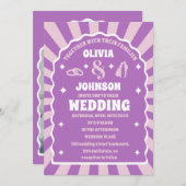 Retro paarse golvende boog bruiloft foto kaart (Voorkant / Achterkant)