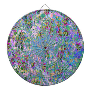 Retro Paarse, Groene en Blauwe Wilde Bloemen op Ro Dartbord