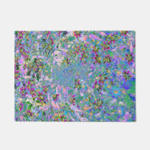 Retro Paarse, groene en blauwe wilde bloemen op Ro