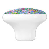 Retro Paarse, groene en blauwe wilde bloemen op Ro Keramische Knop (Zijkant)