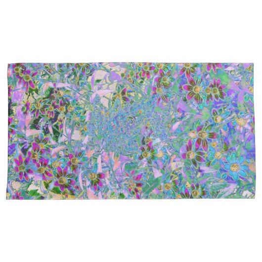 Retro Paarse, groene en blauwe wilde bloemen op Ro Kussensloop (Voorkant-Rechts)