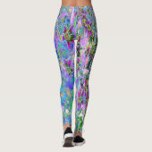 Retro Paarse, groene en blauwe wilde bloemen op Ro Leggings (Achterkant)