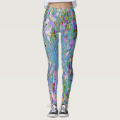 Retro Paarse, groene en blauwe wilde bloemen op Ro Leggings (Voorkant)