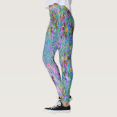 Retro Paarse, groene en blauwe wilde bloemen op Ro Leggings (Links)