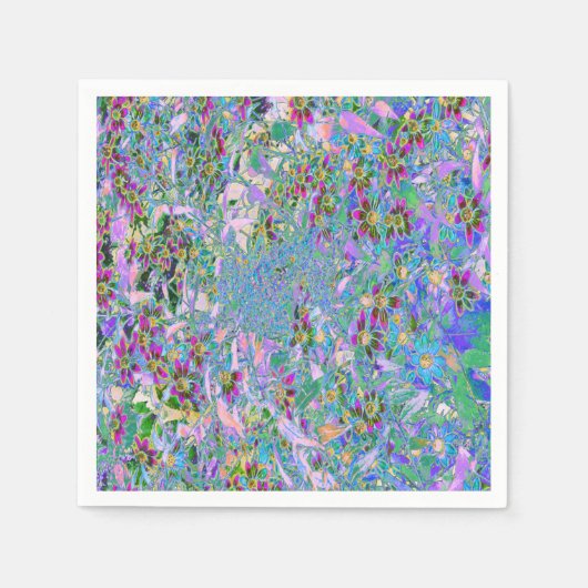 Retro Paarse, groene en blauwe wilde bloemen op Ro Servet (Voorkant)