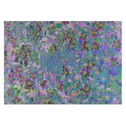 Retro Paarse, groene en blauwe wilde bloemen op Ro Snijplank (Voorkant)