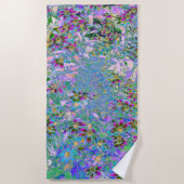 Retro Paarse, groene en blauwe wilde bloemen op Ro Strandlaken (Voorkant)