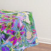 Retro Paarse, groene en blauwe wilde bloemen op Ro Tafelkleed (Voorbeeld)