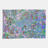 Retro Paarse, groene en blauwe wilde bloemen op Ro Theedoek (Horizontaal)