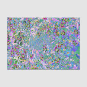 Retro Paarse, Groene en Blauwe Wilde Bloemen op Ro Tissuepapier