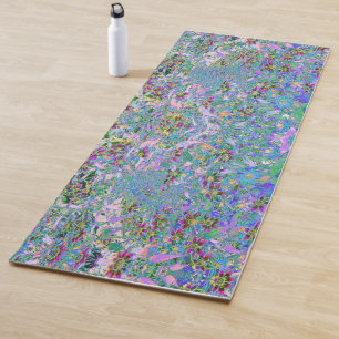 Retro Paarse, Groene en Blauwe Wilde Bloemen op Ro Yogamat