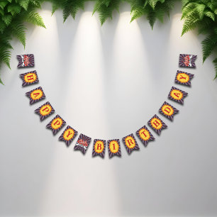 Retro Paarse Grote Top Cartoon Circus Bunting Bann Vlaggetjes