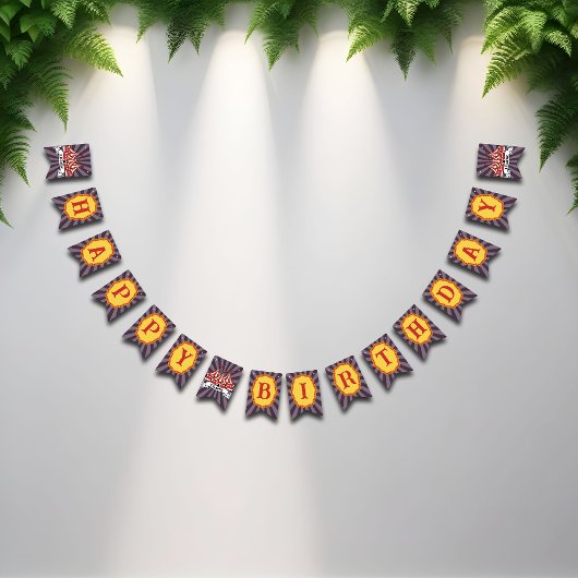 Retro Paarse Grote Top Cartoon Circus Bunting Bann Vlaggetjes