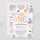 Retro Paarse Halloween Spooky Een 1e Verjaardag Kaart (Voorkant)