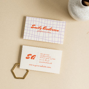 Retro Paarse Hand Geschreven Getekend Groovy Trend Visitekaartje