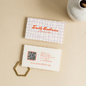 Retro Paarse Hand Geschreven Getrokken Groovy QR C Visitekaartje