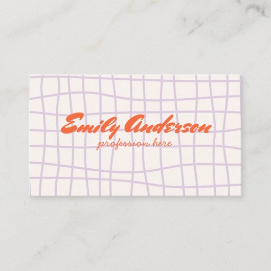 Retro Paarse Hand Geschreven Getrokken Groovy QR C Visitekaartje (Voorkant)