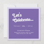 Retro Paarse Hart Galentine's Feestuitnodiging Kaart (Achterkant)