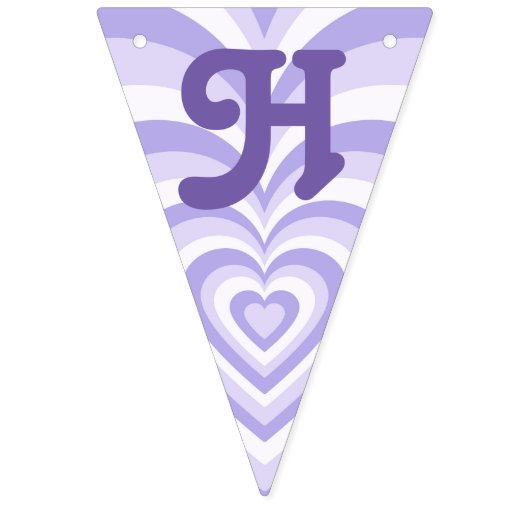 Retro Paarse Heart Party Bunting Banner (Tweede vlag)