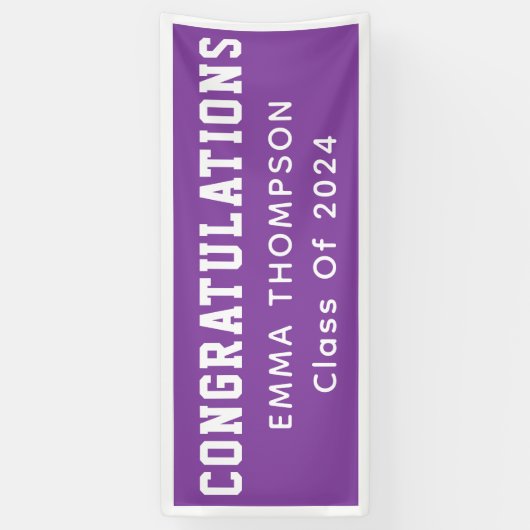 Retro Paarse klasse van 2024 Afstuderen Spandoek