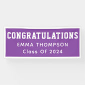 Retro Paarse klasse van 2024 Afstuderen Spandoek (Horizontaal)