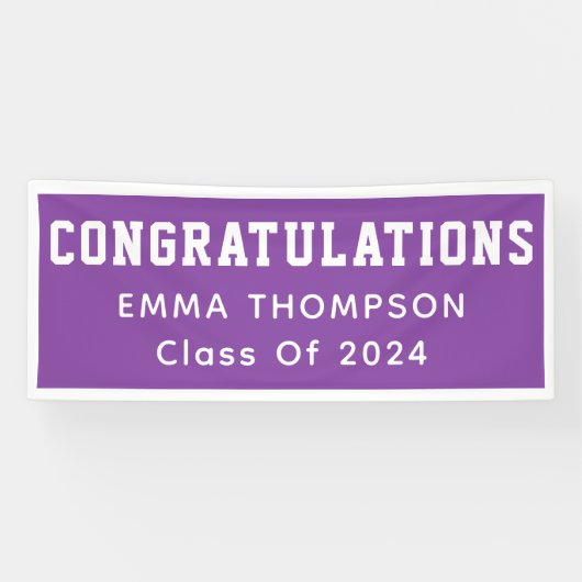 Retro Paarse klasse van 2024 Afstuderen Spandoek (Horizontaal)