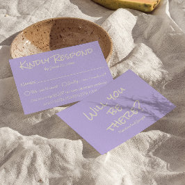 Retro Paarse Kleurrijke Pastel Whimsical Bruiloft RSVP Kaartje