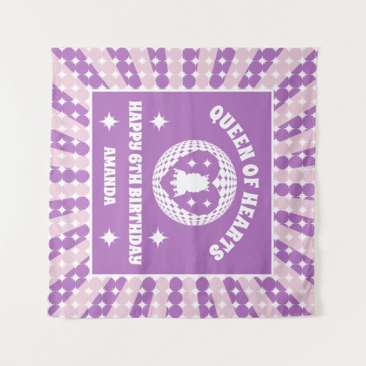 Retro Paarse koningin van het hart, geboortedag, b Wandkleed (Voorkant (horizontaal))