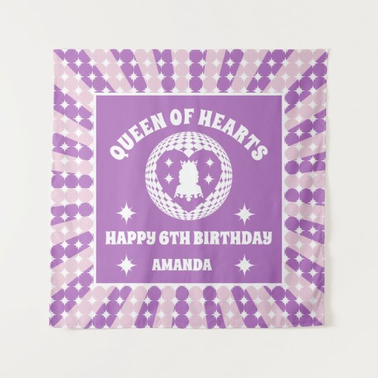 Retro Paarse koningin van het hart, geboortedag, b Wandkleed (Voorkant)