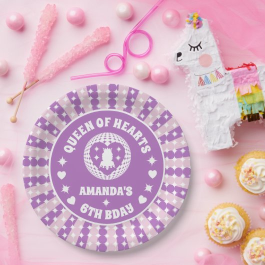 Retro Paarse koningin van het hart van de dag Papieren Bordje (Feest)