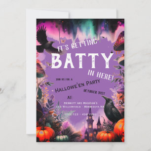 Retro Paarse Kraai Hallowe'en Party Kaart