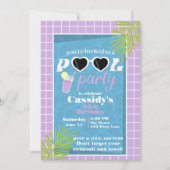Retro paarse lavender Summer Pool Birthday Party Kaart (Voorkant)