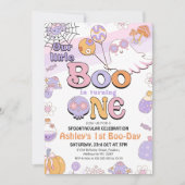 Retro Paarse Little Boo Halloween 1e verjaardag Kaart (Voorkant)