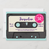 Retro Paarse Muziek Cassette Mix Tape 50e Verjaard Kaart (Voorkant)