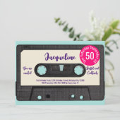 Retro Paarse Muziek Cassette Mix Tape 50e Verjaard Kaart (Staand voorkant)