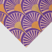 Retro paarse oranje art deco fans patroon tissuepapier (Detail)