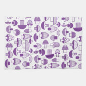 Retro Paarse paddenstoelpatroon Theedoek (Horizontaal)