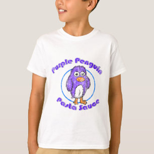 Retro Paarse Pinguïn Pastasaus T-shirt