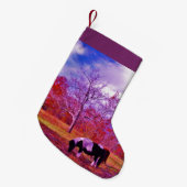 Retro Paarse pony kerstpaarden Kleine Kerstsok (Voorkant (Hangend))
