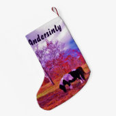 Retro Paarse pony kerstpaarden Kleine Kerstsok (Achterkant (Hangend))