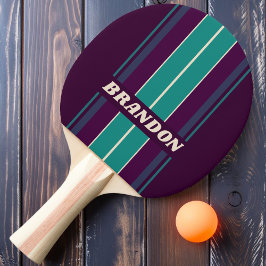 Retro Paarse Regenboog Board Strepen met Naam Tafeltennisbatje