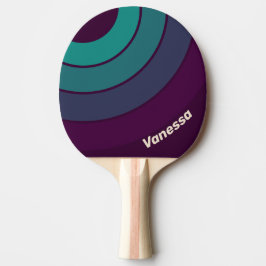 Retro Paarse Regenboog Cirkel Streep met Naam Tafeltennisbatje
